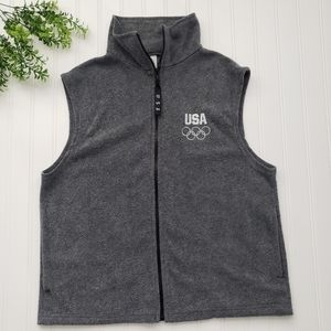 Olympic Committee Vest Olympic Logo Official Fleece Vest Gray size Medium